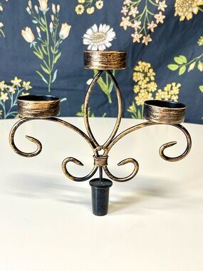 Twine 3-Tier Wine Bottle Candelabra Wrought Iron Candle Holder Centerpiece New